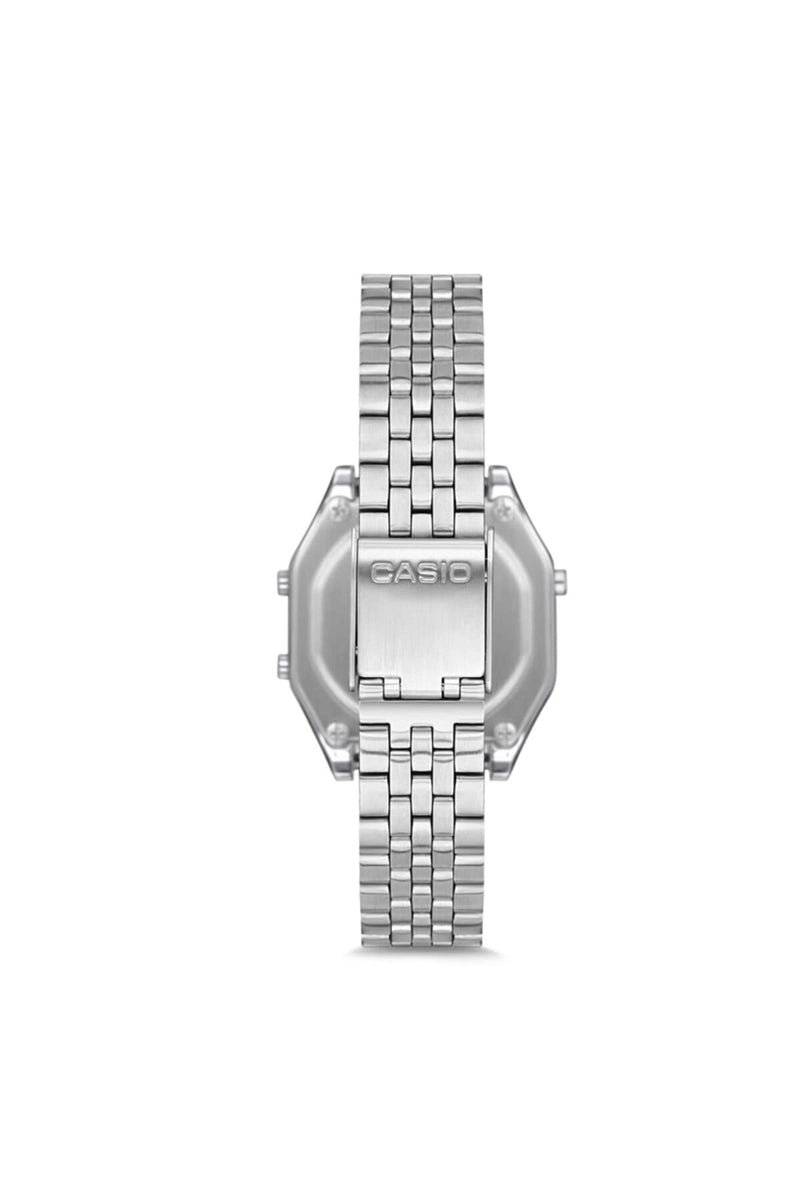 Load image into Gallery viewer, Casio Ladies Mid-Size Silver Tone Digital Retro Watch LA-680WA-1DF