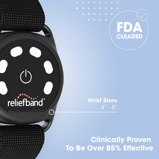 Reliefband Sport Anti-Nausea Wristband | Waterproof, FDA Cleared, Nausea & Vomiting Relief for Motion Sickness (Car, Air, Sea) & Morning Sickness, Drug & Side Effect Free (Black)