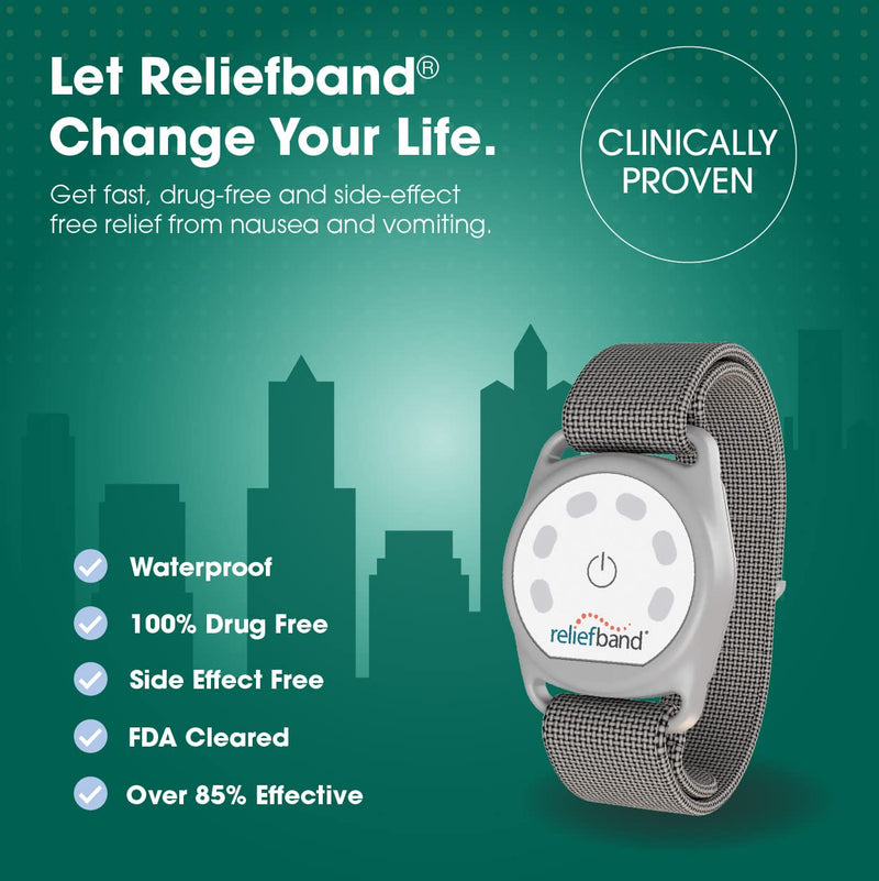 Load image into Gallery viewer, Reliefband New Sport Anti-Nausea Wristband | Waterproof | Nausea & Vomiting Relief for Motion Sickness, & Morning Sickness | Drug & Side Effect Free, Long Lasting, Fast-Acting (Grey)