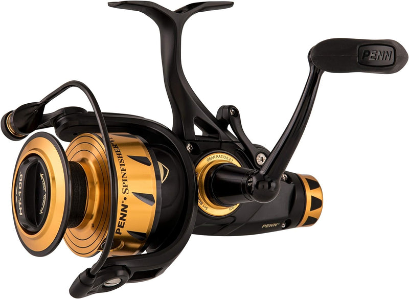 Load image into Gallery viewer, PENN Spinfisher VI Live Liner Spinning Surf/Nearshore Fishing Reel, HT-100 Front Drag, Max of 30lb | 13.6kg, Built with Carbon Fiber Washers, Black Gold