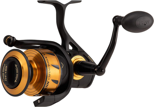 PENN Spinfisher VI Spinning Surf Fishing Reel, HT-100 Front Drag, Max of 20lb | 9.0kg, Made with an All-Metal Reel Body and Spool Design,Black/Gold