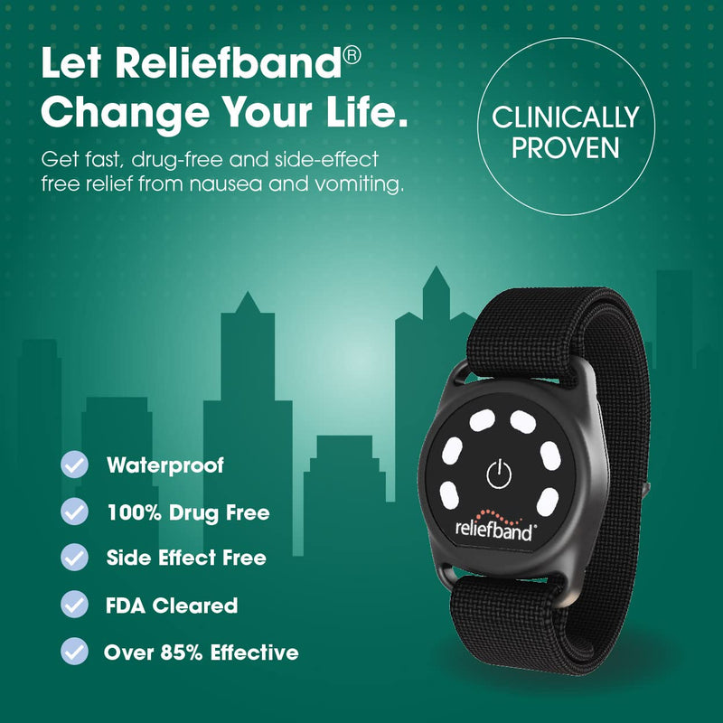 Load image into Gallery viewer, Reliefband Sport Anti-Nausea Wristband | Waterproof, FDA Cleared, Nausea & Vomiting Relief for Motion Sickness (Car, Air, Sea) & Morning Sickness, Drug & Side Effect Free (Black)