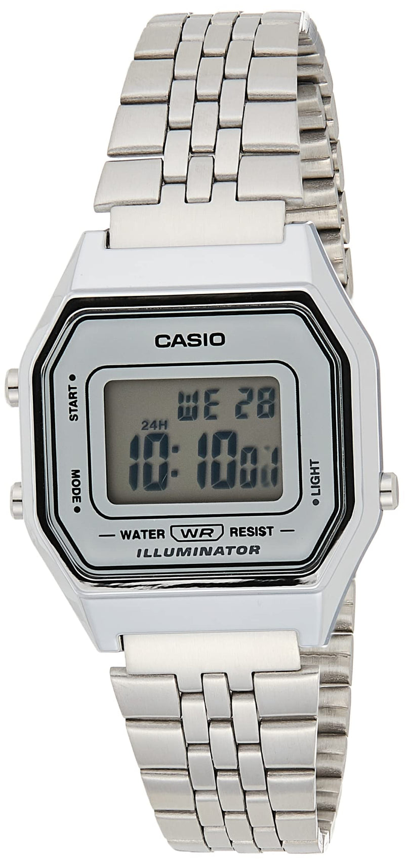 Load image into Gallery viewer, Casio Ladies Mid-Size Silver Tone Digital Retro Watch LA-680WA-7DF