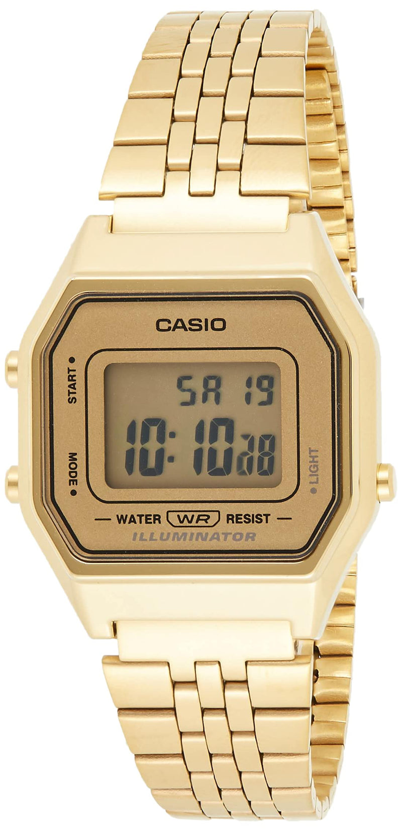 Load image into Gallery viewer, Casio Ladies Mid-Size Gold Tone Digital Retro Watch LA-680WGA-9DF