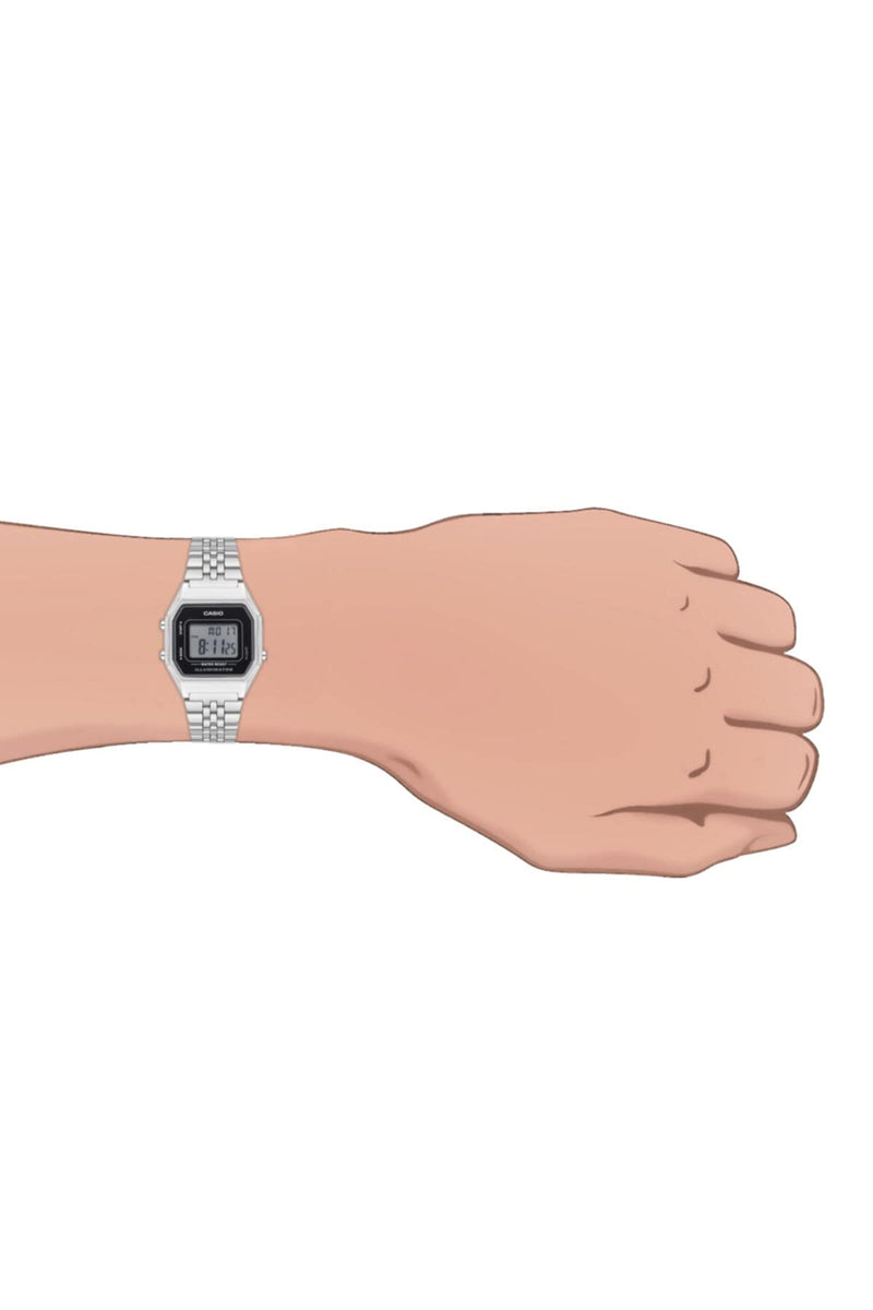 Load image into Gallery viewer, Casio Ladies Mid-Size Silver Tone Digital Retro Watch LA-680WA-1DF