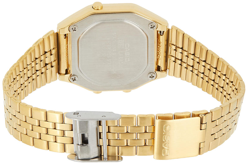 Load image into Gallery viewer, Casio Ladies Mid-Size Gold Tone Digital Retro Watch LA-680WGA-9DF