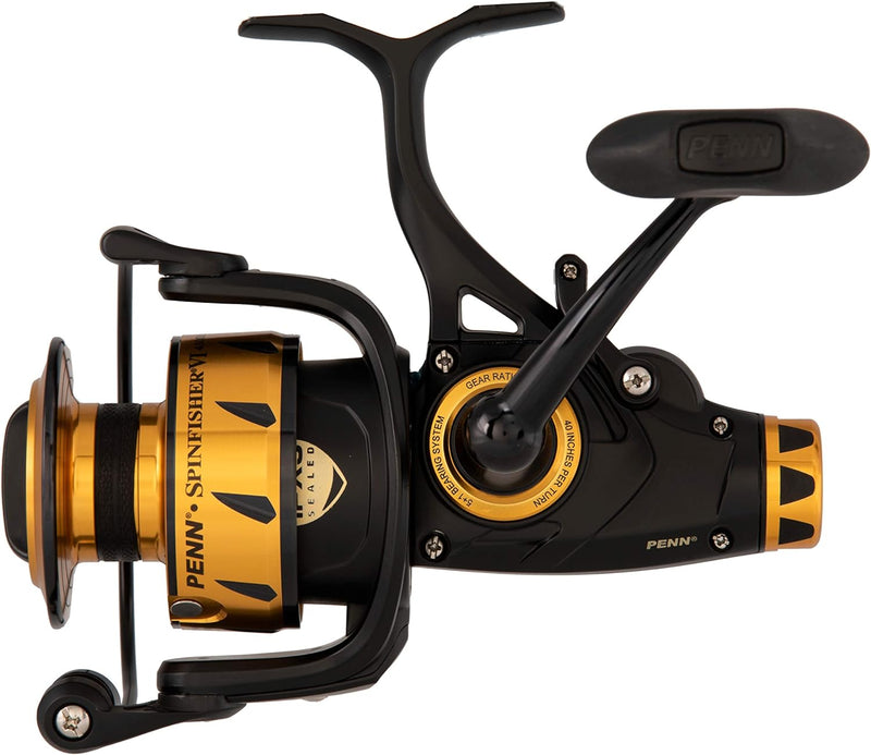 Load image into Gallery viewer, PENN Spinfisher VI Live Liner Spinning Surf/Nearshore Fishing Reel, HT-100 Front Drag, Max of 30lb | 13.6kg, Built with Carbon Fiber Washers, Black Gold
