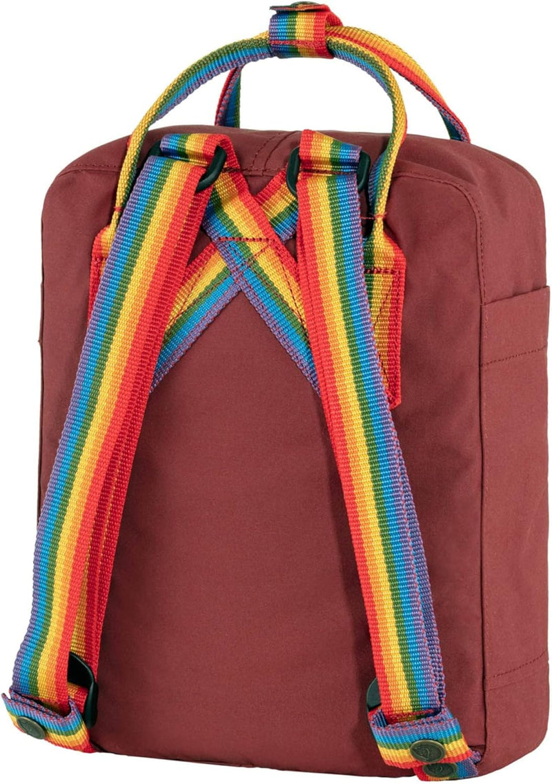 Load image into Gallery viewer, Fjllrven Knken Rainbow Mini Backpack for Men, and Women - Durable Fabric with Adjustable Shoulder Straps, and Lightweight Backpack Ox Red/Rainbow Pattern One Size One Size