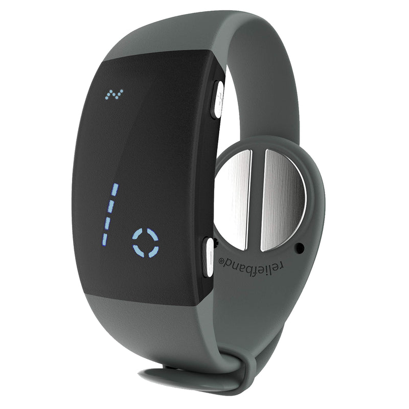 Load image into Gallery viewer, Reliefband Premier | FDA Cleared | Vomiting Relief for Motion Sickness (Car, Air, Train, Sea), & Morning Sickness | Drug Free (Charcoal)