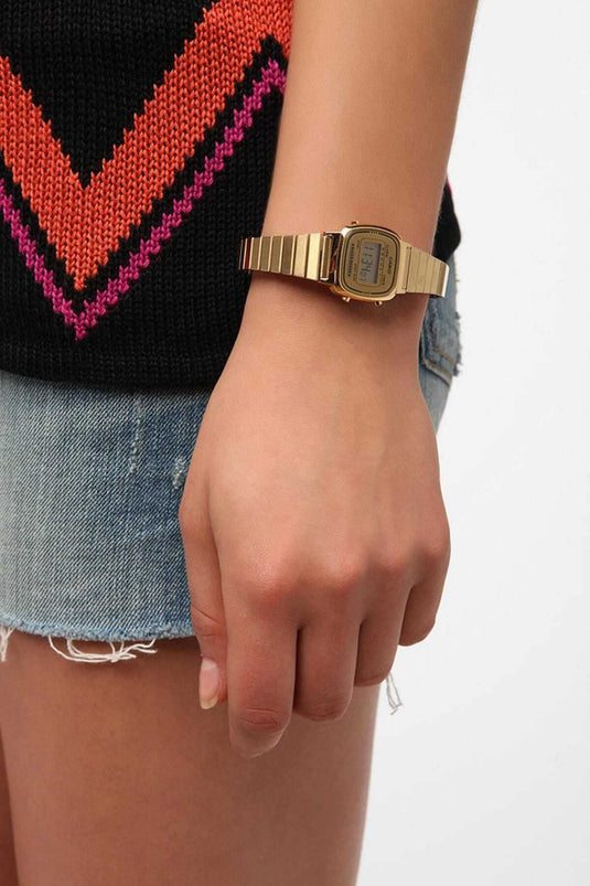 Casio Women's LA670WGA-9 Gold Stainless-Steel Quartz Watch with Digital Dial