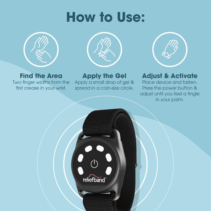 Load image into Gallery viewer, Reliefband Sport Anti-Nausea Wristband | Waterproof, FDA Cleared, Nausea & Vomiting Relief for Motion Sickness (Car, Air, Sea) & Morning Sickness, Drug & Side Effect Free (Black)