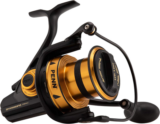 PENN SSVI7500LC Spinfisher VI 7500LC, CNC Gears, HT100 Drag, IPX5, Black Gold