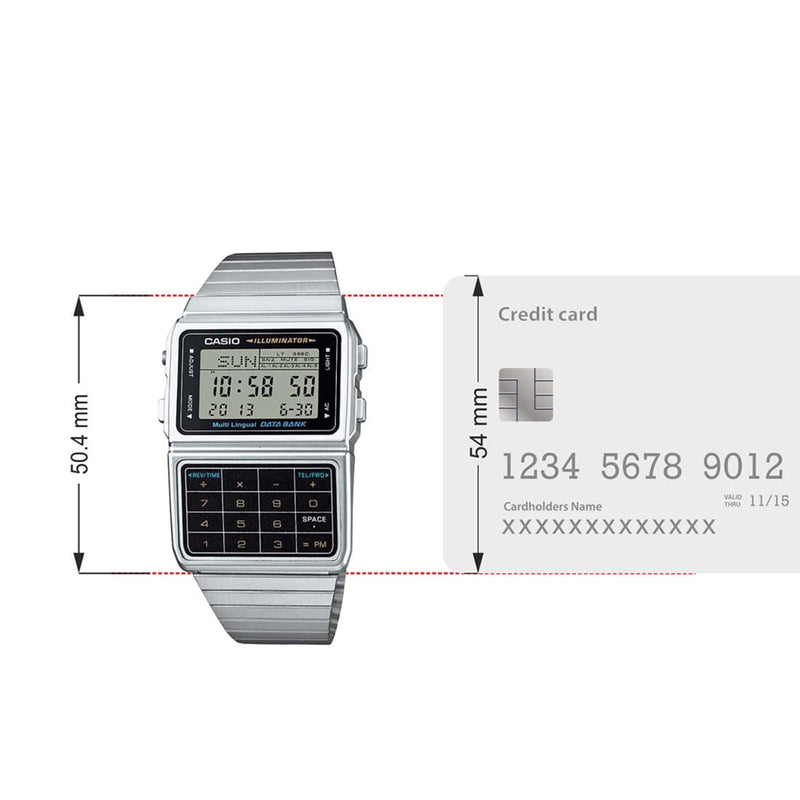 Load image into Gallery viewer, Casio Men&#39;s Silver Tone 25 Memory Calculator Databank Watch
