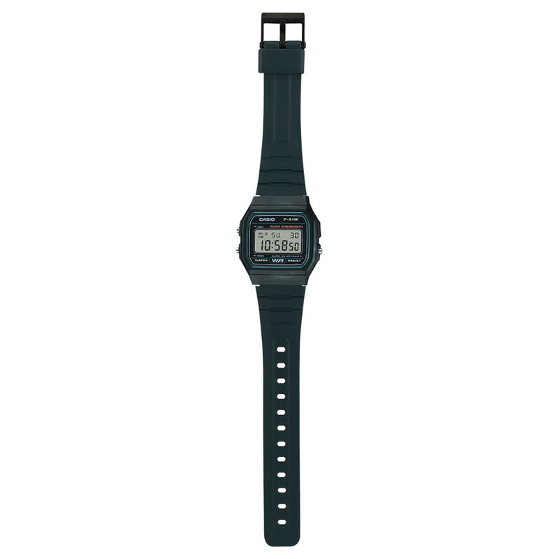 Load image into Gallery viewer, Casio F-91W-3DG - Black Watch, Black/White, Strip
