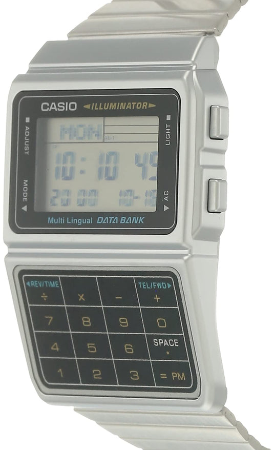 Casio Men's Silver Tone 25 Memory Calculator Databank Watch