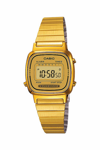 Casio Women's LA670WGA-9 Gold Stainless-Steel Quartz Watch with Digital Dial