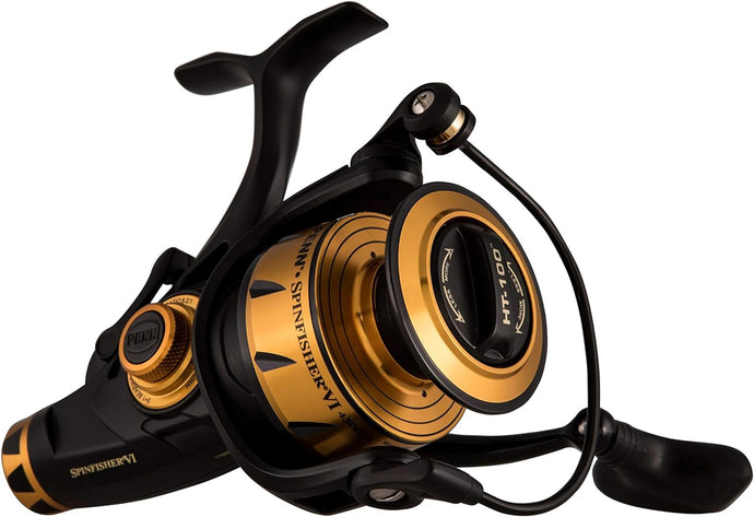 PENN Spinfisher VI Live Liner Spinning Inshore Fishing Reel, HT-100 Front Drag, Max of 15lb | 6.8kg, Built with Carbon Fiber Washers, 2500, Black Gold