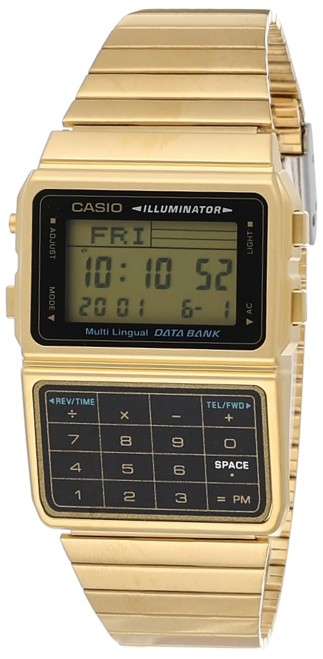 Load image into Gallery viewer, Casio #DBC611G-1D Men&#39;s Gold Tone 25 Memory Calculator Databank Watch
