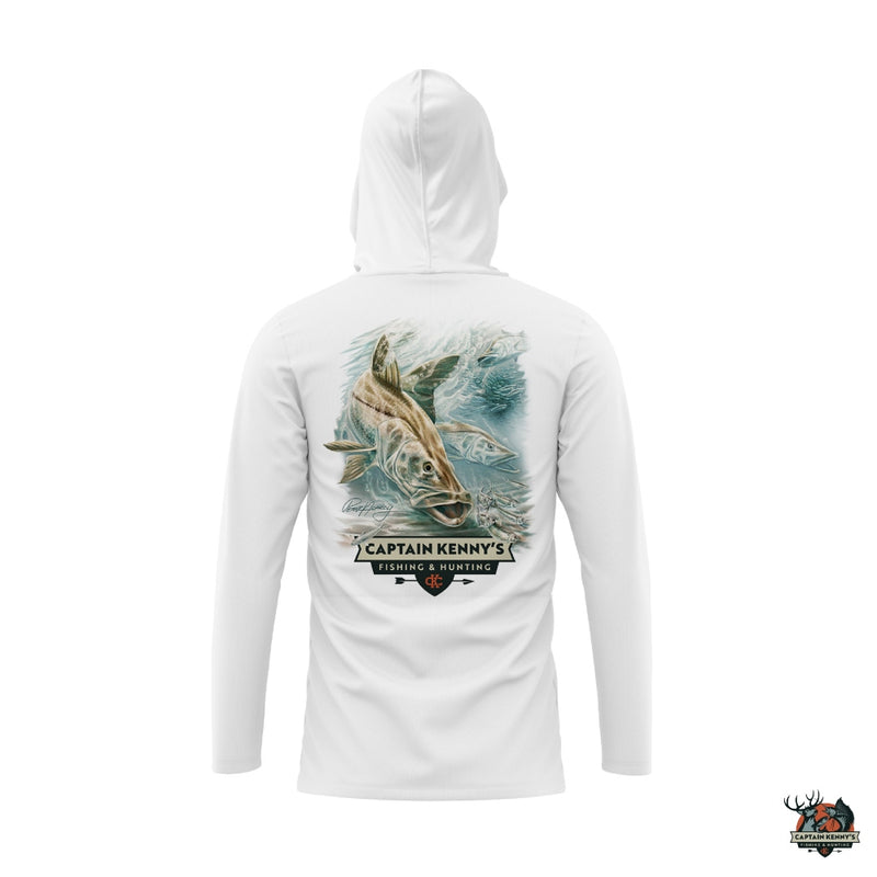 Load image into Gallery viewer, Captain Kenny&#39;s Super Soft DryFit Hoodie, Snook by Pete Agardy
