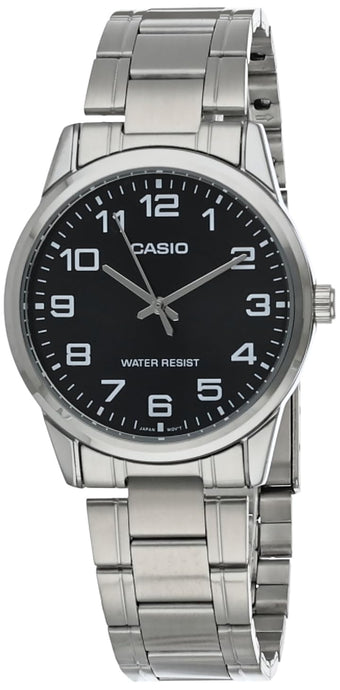 Casio #MTP-V001D-1B Men's Standard Stainless Steel Easy Reader Black Dial Watch